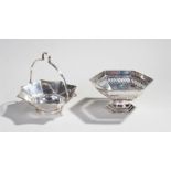 Two silver bonbon dishes, the first Sheffield 1928 with a pierced edge and pedestal base, the second