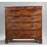 Victorian mahogany chest of drawers, the rectangular top above two short and three long drawers