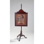 Unusual miniature pole screen. The pole with a screen attached decorated with a 19th Century