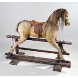 Victorian rocking horse, with a pony skin covered body of generous proportions and horse hair mane