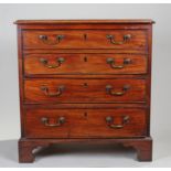 George III chest of drawers, of small proportions, the rectangular top above a deep faux fronted