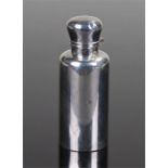 Victorian silver perfume bottle, marks rubbed, the hinged top enclosing a glass stopper above a