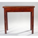 George III mahogany tea table, the rectangular hinged top above square section canted legs, 81cm