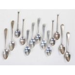 Silver spoons, various dates and makers, George III to 20th Century, 4.6oz