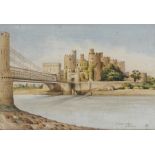 A.J. Richardson, Conway Castle, signed watercolour, 24cm x 16cm