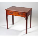 George III oak side table, the rectangular to above a single frieze drawer and carved brackets on
