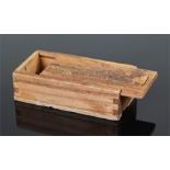 Wooden box with sliding lid embossed with Everybody's Philadelphis Makers of Honest Quaker Products.