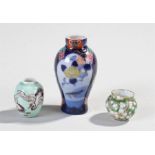 Japanese miniature Fukagawa porcelain miniature vases, to include a green ground and flower design