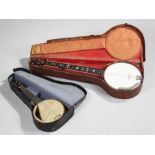 Windsor premier no.2 banjo, cased together with a George Formby ukulele, cased, (2)