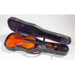 1/4 size Dancer master violin, one piece back, cased