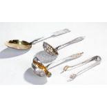 Finnish silver, to include a table spoon, a ladle, a sifter and a pair of tongs, marked 815H,