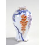 Japanese miniature Fukagawa porcelain vase, the white ground with blossoms hanging from a tree,