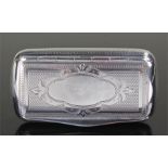 19th Century Continental silver snuff box, marks rubbed, 800 silver, the hinged engine turned lid