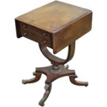 Victorian mahogany drop flap table, to rectangular top above a pair of shirt drawers and opposing