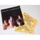 Original Rolling Stones signed 1966 concert programme, together with two unused tickets for the