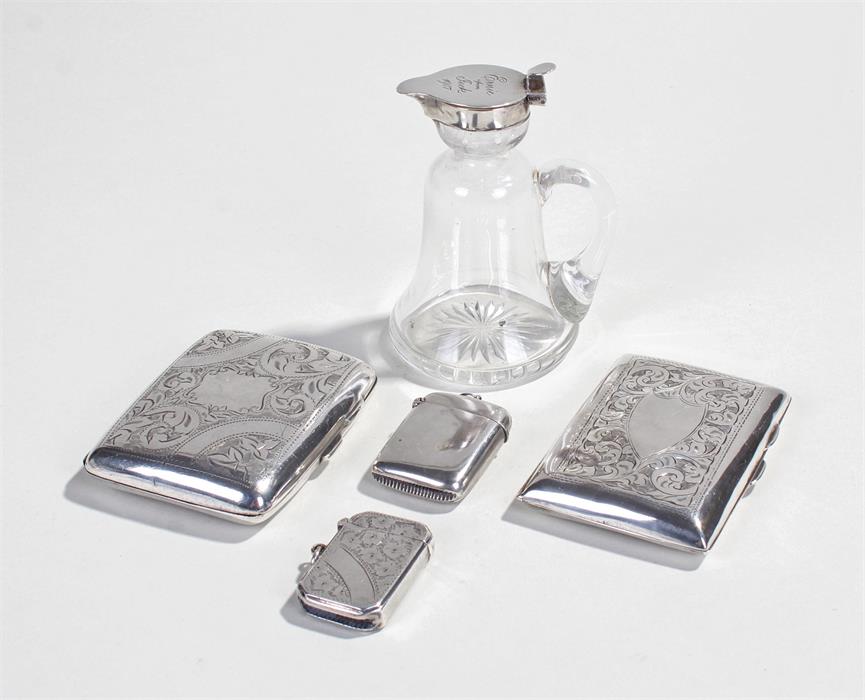 Collection of silver, various dates and makers, to include two silver cigarette cases, two silver