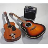 Odyssey by Tanglewood acoustic guitar, together with a 3/4 size acoustic guitar and a Squier SP-10