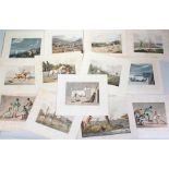 Thirteen coloured prints after H Aitken published 1820 some are unusual showing Owling, Sledgeing,