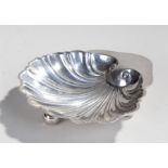 Victorian silver scallop shell dish, Birmingham 1899, maker George Unite, the shell dish raised upon