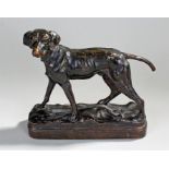 After Pierre Jules Mene, 1810-1879, a bronzed metal model of a dog,a Pointer, on rectangular base,