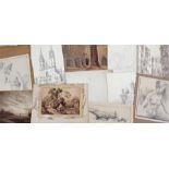 Three 19th Century pen and ink drawings, of Rheinland Pfalz, together with watercolours of