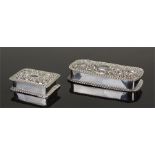 Two Victorian silver boxes, Birmingham 1901, maker Adie & Lovekin, both decorated with repousse