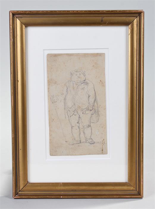 After Henry William Bunbury 1750 - 1811 pencil drawing of a well proportioned gentleman. including - Image 2 of 2