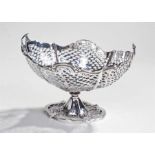 Silver bonbon dish, marks rubbed, the pierced dish with high sides and pedestal base, 5oz