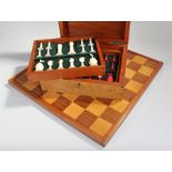 Fine English ivory chess set, late 19th Century, one set in natural ivory the other stained red,