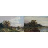 Thomos Henry Gibb (1833-1885) A pair, river by a path and trees, oil on canvas, signed to the