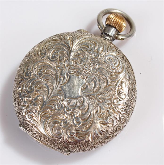 Silver open face pocket watch, the dial signed Fattorini & Sons, Bradford, with a foliate - Image 2 of 2