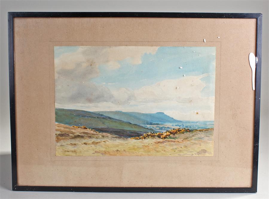 British school, watercolour of hills, signed , framed and glazed