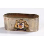 Silver plated napkin ring, with an enamel Australia crest, 6.5cm long