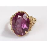 Nine carat amethyst gold ring.