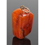 Amber pendant, the shaped rectangular pendant with loop top, 18 grams, 37mm high