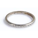 Platinum wedding band, 2.6 grams, ring size M