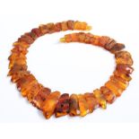 Amber necklace, with flat amber sections, 43cm long