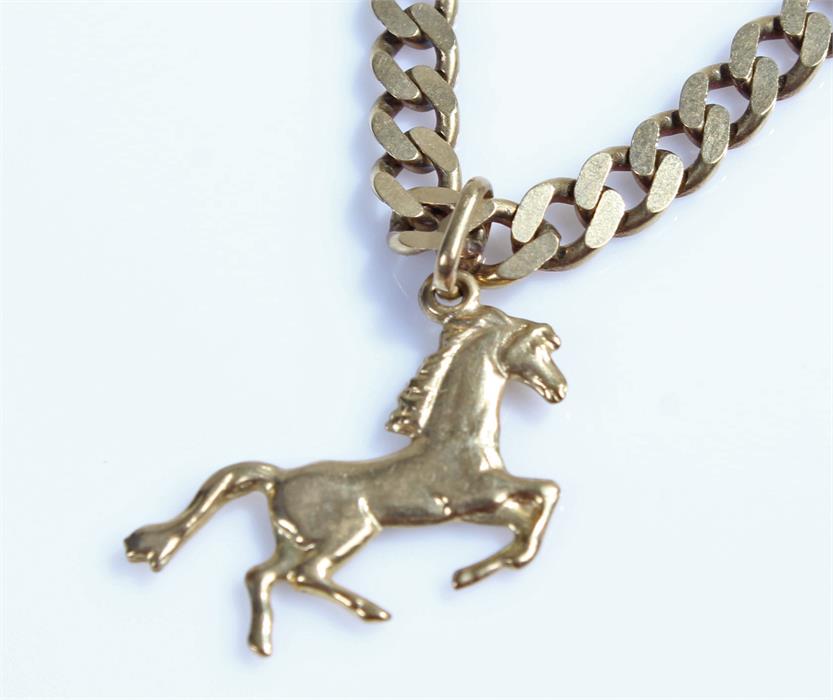 9 carat gold chain, the linked chain with horse pendant, 18.5 grams - Image 2 of 2