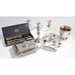 Arthur price carving set, together with an entrée dish, a candelabra, ice bucket, etc, (qty)