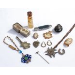 Mixed lot of jewellery, pen knife and perfume bottle