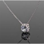 Ceylon sapphire pendant, the colourless sapphire at 6.96 carats, with an attached chain to the