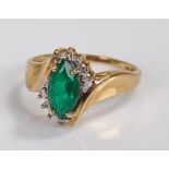 10 carat gold ring, set with a green stone, ring size O