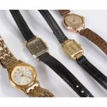 Hialeah 9 carat gold ladies wristwatch, together with a further three ladies wristwatches, (4)