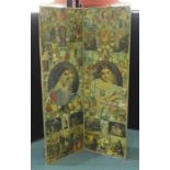 Victorian screen, with applied scrap decoration
