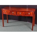 George III style mahogany sideboard, the bow front top above two frieze drawers on square section