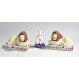 Staffordshire lions and cat