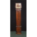 Oak longcase clock, of small proportions, the square dial with Arabic hours, long trunk case