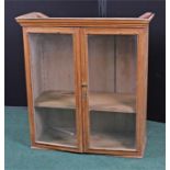 19th Century pine glazed hanging cabinet, with two glazed doors
