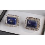 Silver and lapis lazuli mounted cufflinks, the silver marked 925