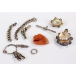 Jewellery, to include a heart agate, a locket and pendant and a watch chain